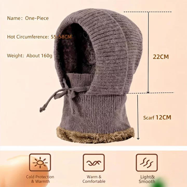 Hat Scarf Mask One-piece Plus Velvet Warm Cold-proof Wind Knitted Wool Hat