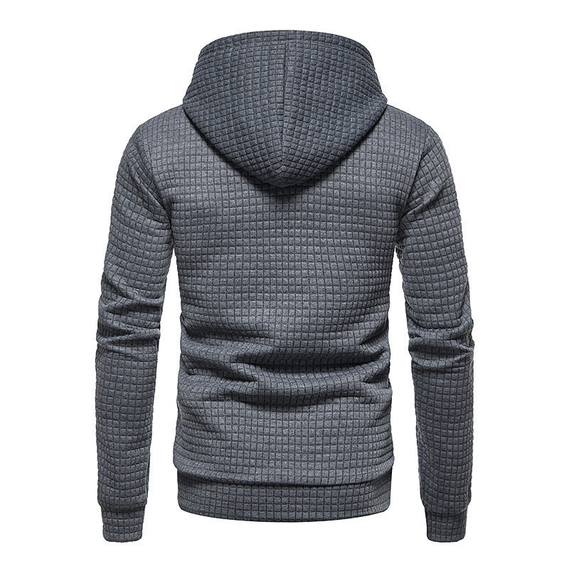 Men's Casual Plaid Drawstring Hoodie