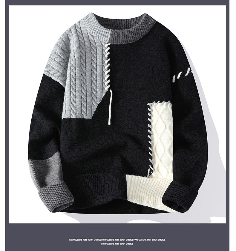 GGT Round neck sweater for men, autumn and winter fashion,versatile, casual, and warm knitted sweater