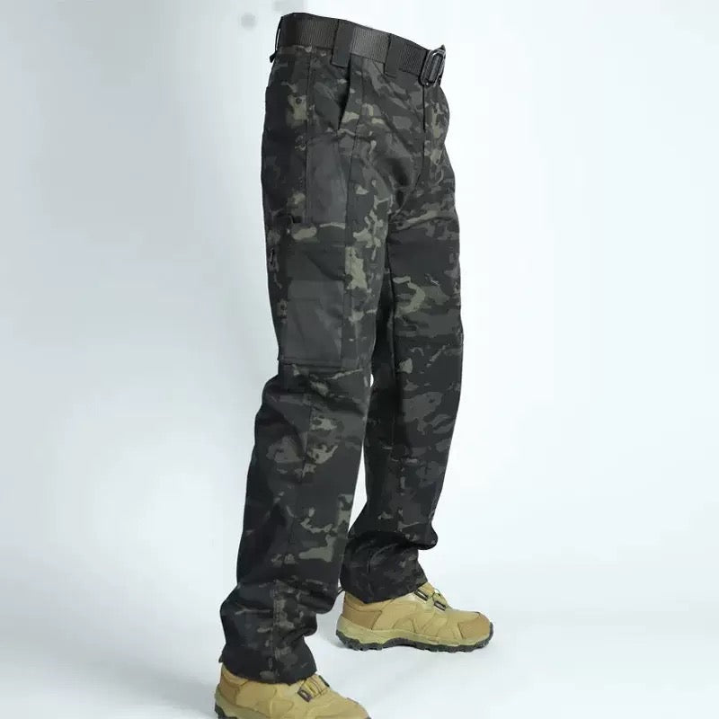 GGT Men's Solid Print Pocket Zipper Waterproof Tactical Work Pants