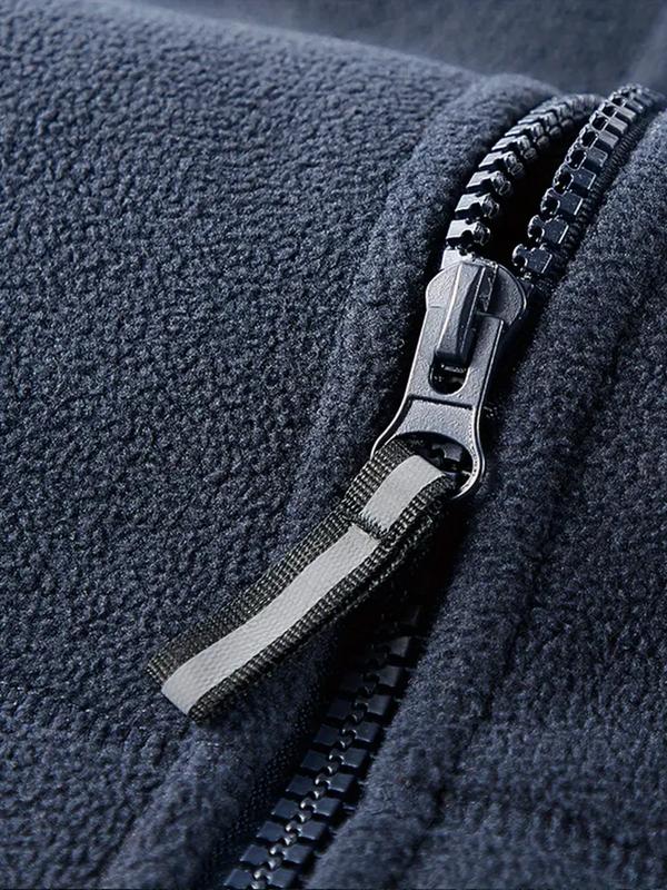 KZZ Men's Heavyweight Double Sided Fleece Jacket with Full Zip Closure & Hood Thick Winter Warm Coat