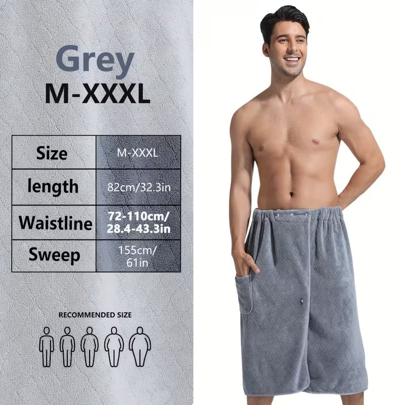 1pc 82*155cm 280gsm suitable for M-XXXL Men's bath skirt bath towel plus size bath skirt suitable for home, travel, steaming, spa, beach, 32.28*61in