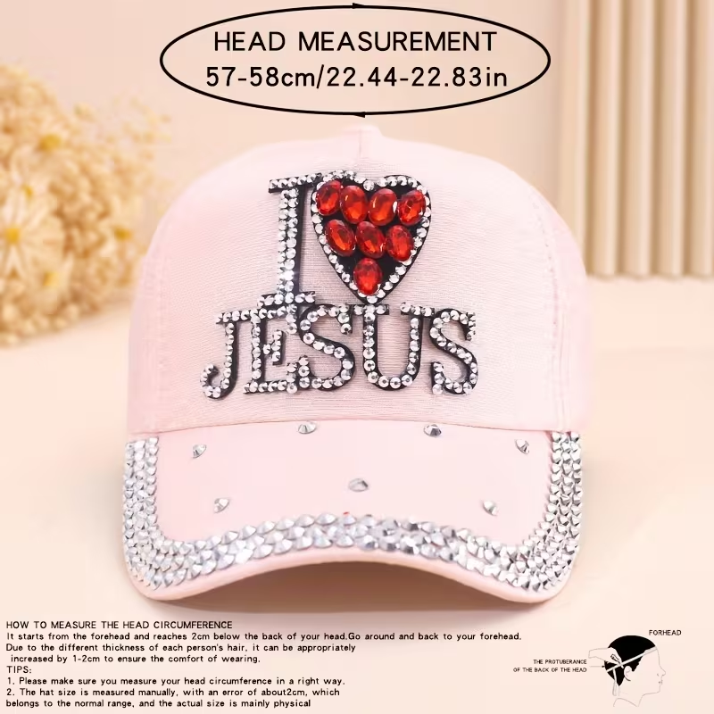 Women's Versatile Sequin I Love Jesus Baseball Cap