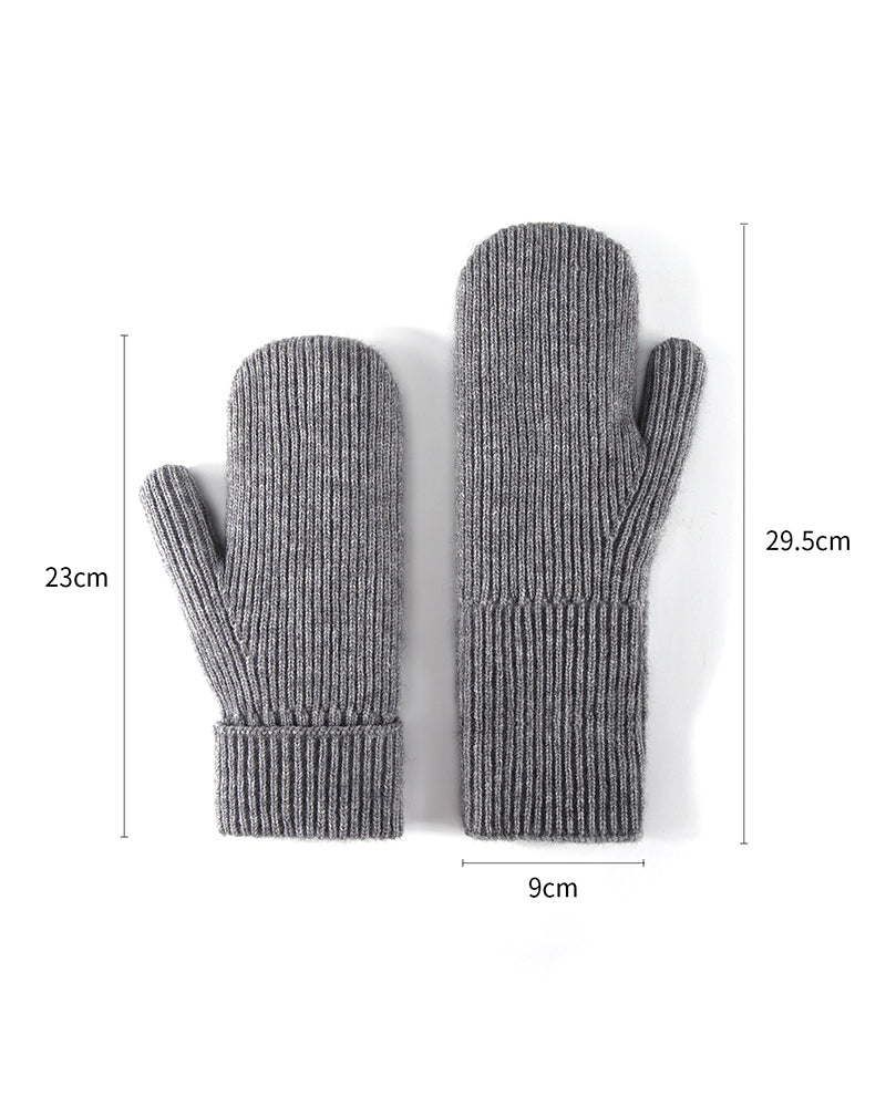Fleece-lined Thickened Thermal Knitted Ski Gloves