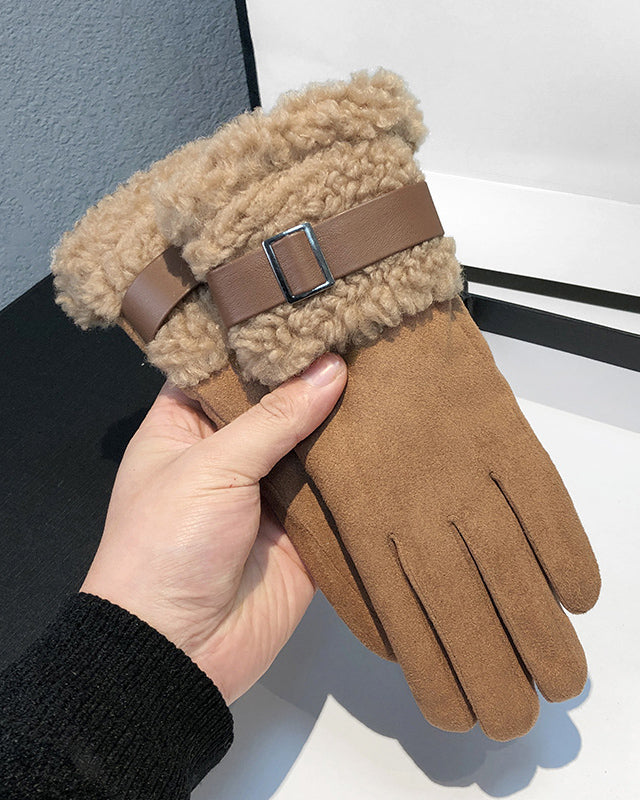 Lamb Plush Padded Warm Outdoor Gloves