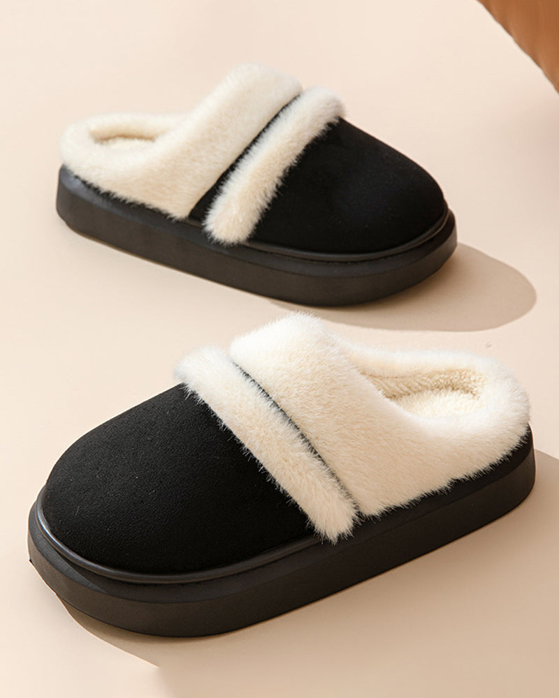 Indoor Home Cotton Slippers Warm Plush Thick-soled Cotton Slippers
