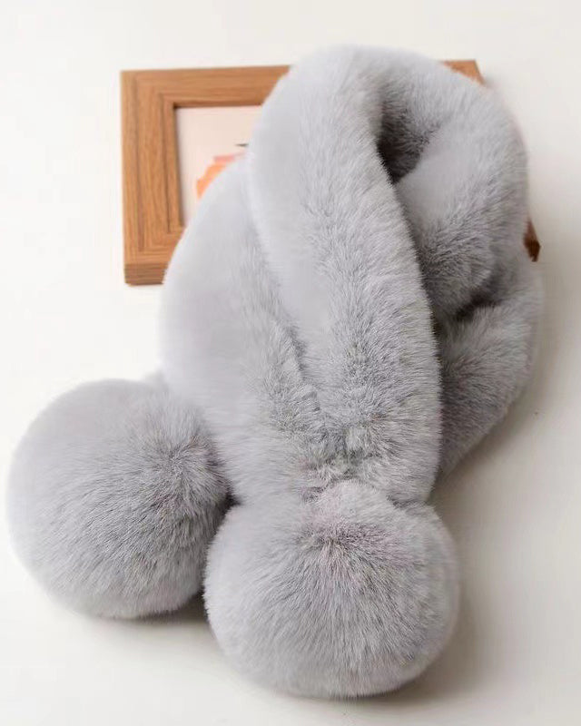 Solid Color Fashion Scarf Warm Imitation Rex Rabbit Fur Scarf