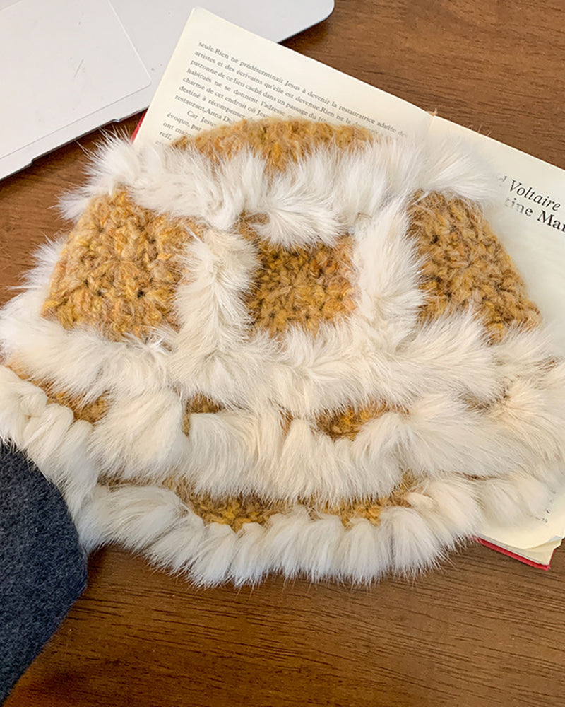 Angora Chunky-Knit Plush Slouchy Beanie