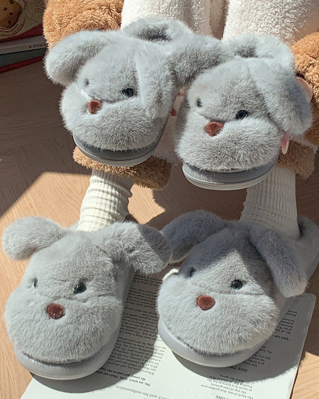 Plush Puppy Non-slip Cotton Slippers