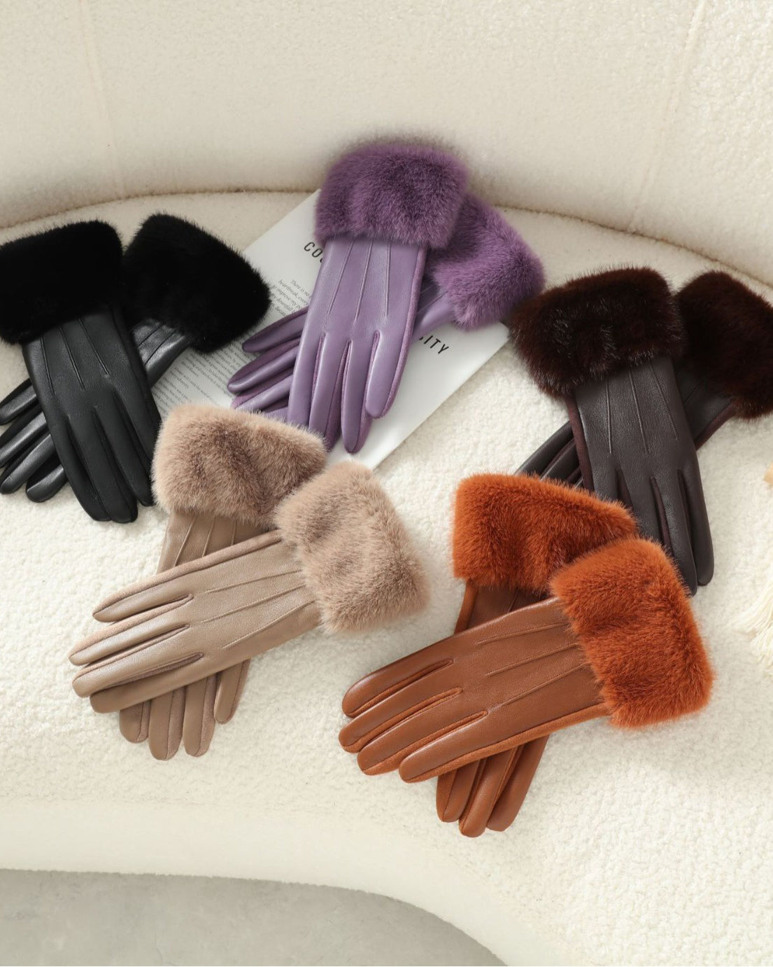 Faux Leather Plush Fleece-Lined Soft & Warm Gloves