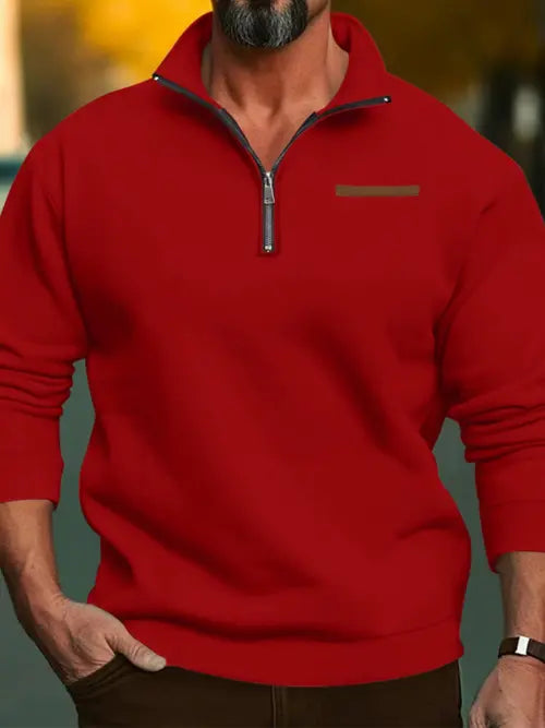 GGT Men's Solid Half Zip Up Sweatshirt Loose Casual Long Sleeve