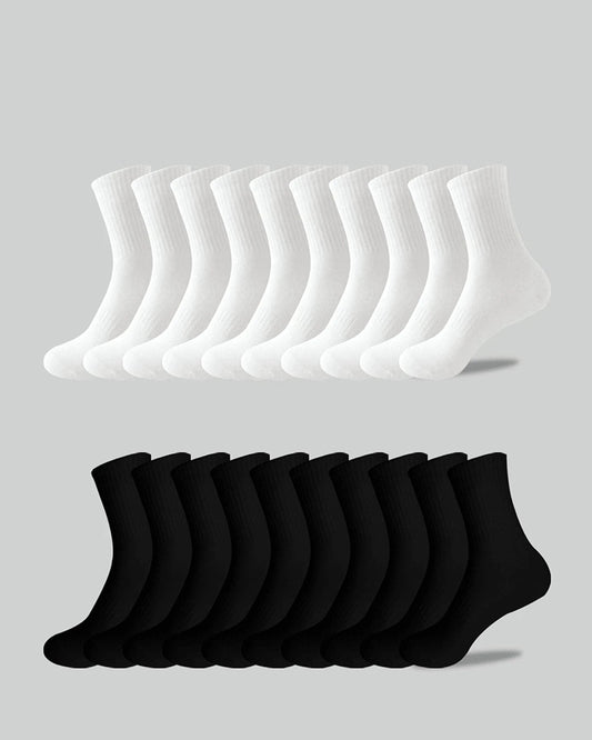 5 Pairs/10 Pairs Men/Women Solid Color Ankle Socks,  Black & White & Grey, Versatile Crew Socks For All Seasons, Fall