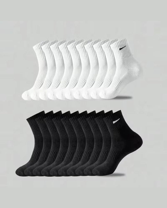 5 Pairs/10 Pairs Men/Women Solid Color Ankle Socks, Black & White & Grey, Versatile Crew Socks For All Seasons, Fall