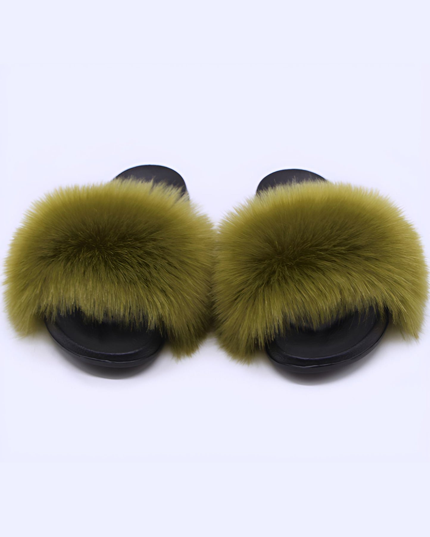 Fox Fur Soft Black Sole Slippers