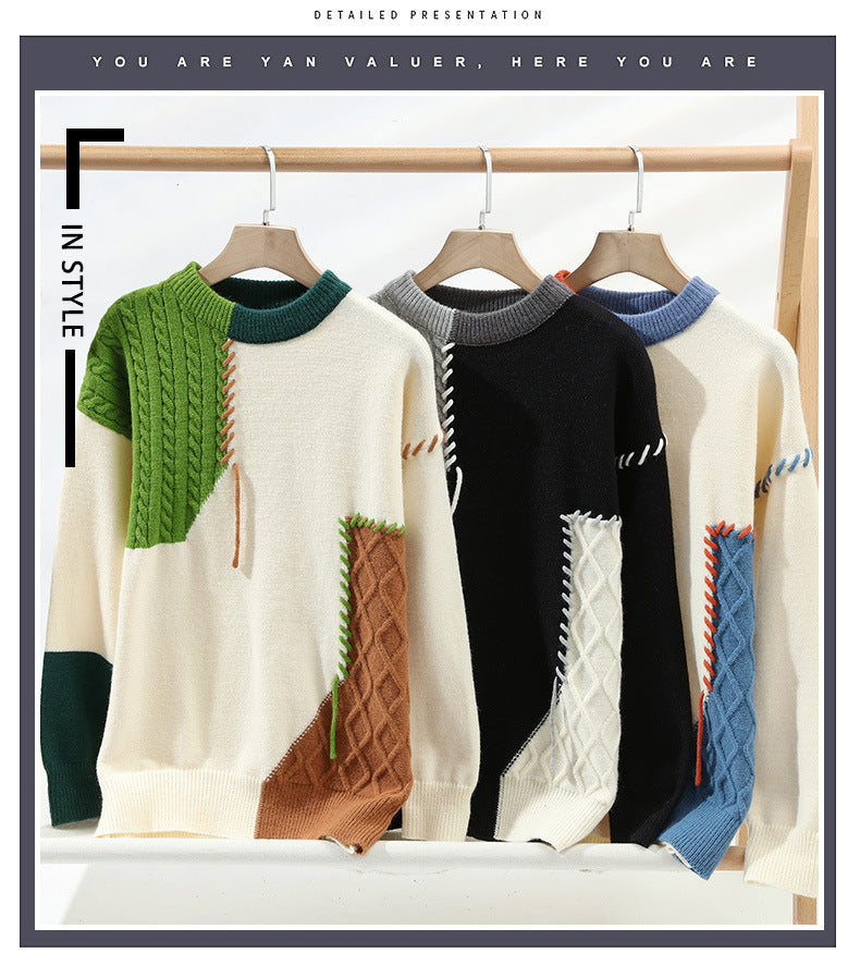 GGT Round neck sweater for men, autumn and winter fashion,versatile, casual, and warm knitted sweater