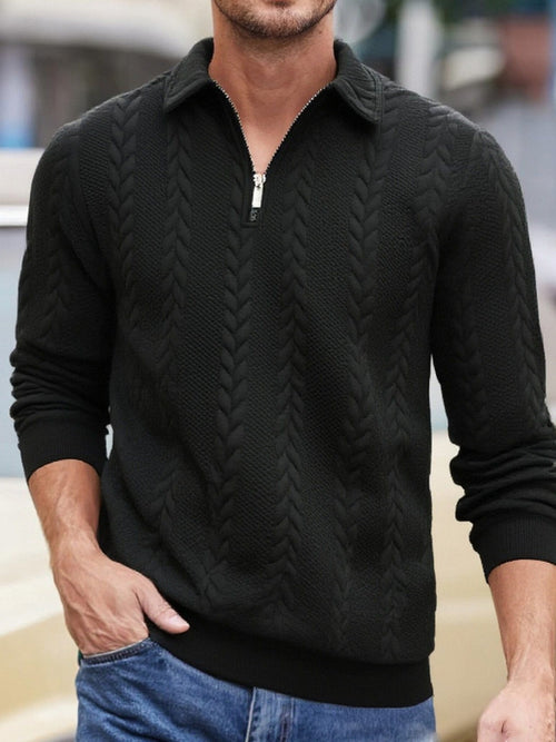 KZZ Men's Fall Winter Outfits  Polo Neck Long Sleeve Sweatshirt for Daliy Wear