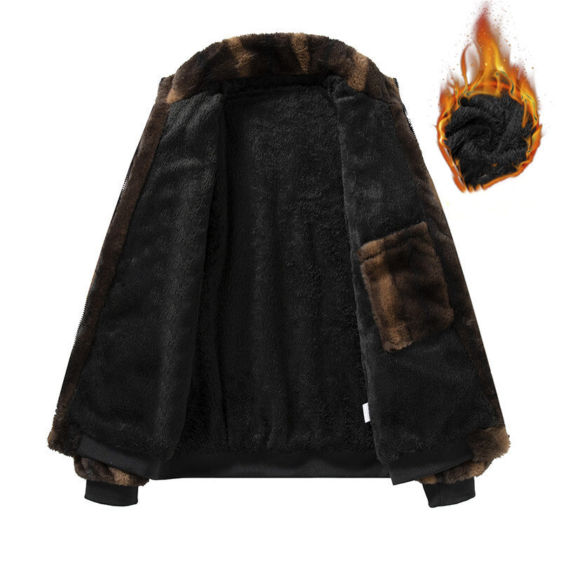 GGT Men's Winter Mink Fur Coat Imitation Mink Velvet Thick Warm Short Jacket