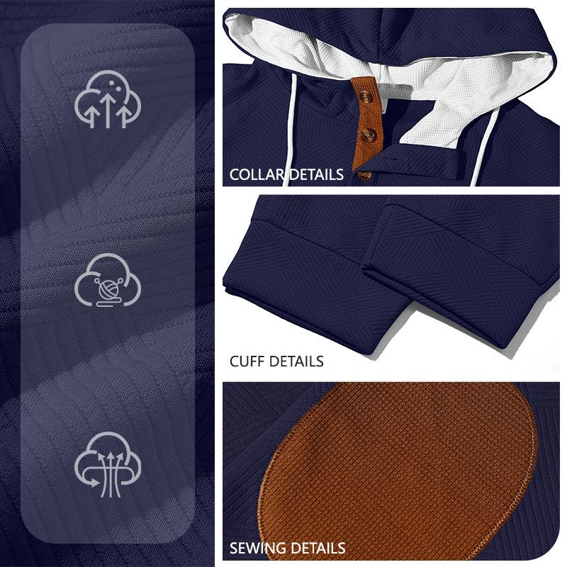 KZZ Men's casual fashion suit knitted jacquard sweatshirt and pants two-piece set