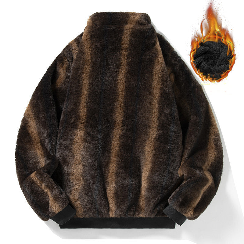 GGT Men's Winter Mink Fur Coat Imitation Mink Velvet Thick Warm Short Jacket