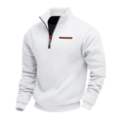 Men's Solid Half Zip Up Sweatshirt Loose Casual Long Sleeve
