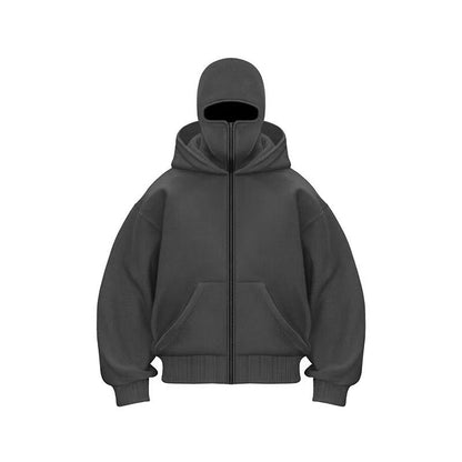 Jacket Zip Up Fashion Double Layer Hoodie Hip Hop Outerwear Jacket