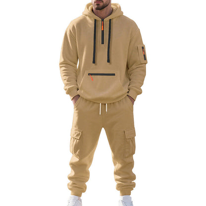 GGT Men's Winter Fleece Lined Casual Set Long Sleeve Jacket & Pants