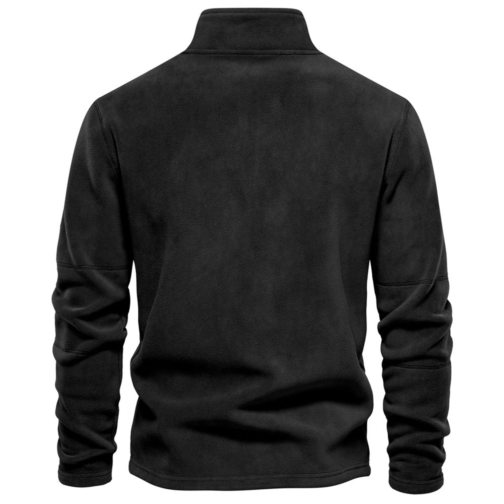 Men's Solid Half Zip Funnel Neck Polar Fleece Sweatshirt