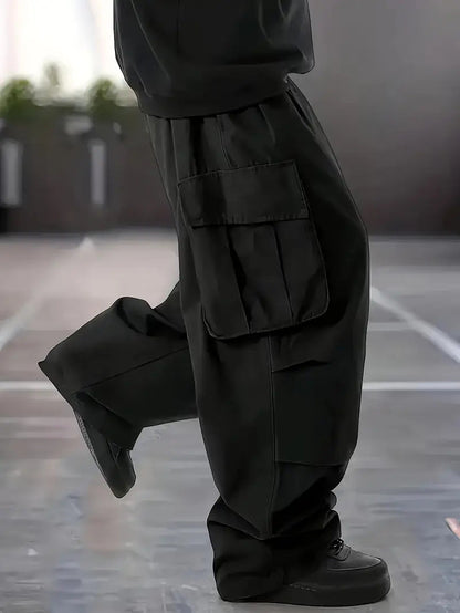 KZZ Loose Lightweight style Sports Pants Men Trousers Large pocket cargo casual trousers