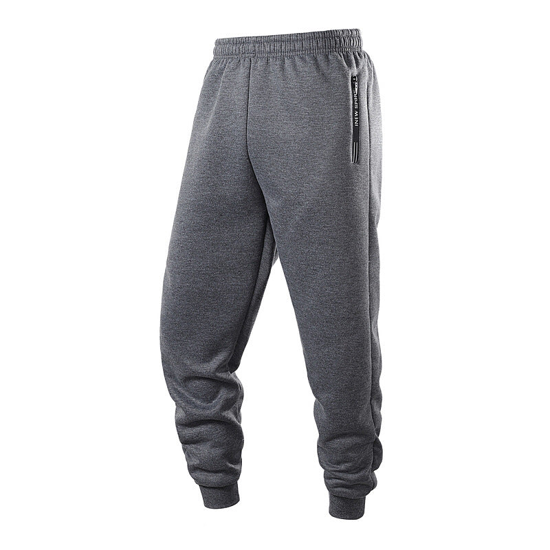 KZZ  Men's Casual Pants: Drawstring cuffs, zippered pockets,  men's casual pants.