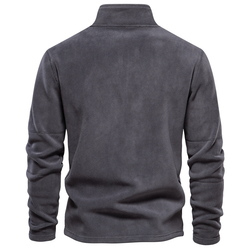 Men's Solid Half Zip Funnel Neck Polar Fleece Sweatshirt