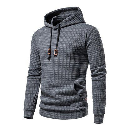 Men's Casual Plaid Drawstring Hoodie