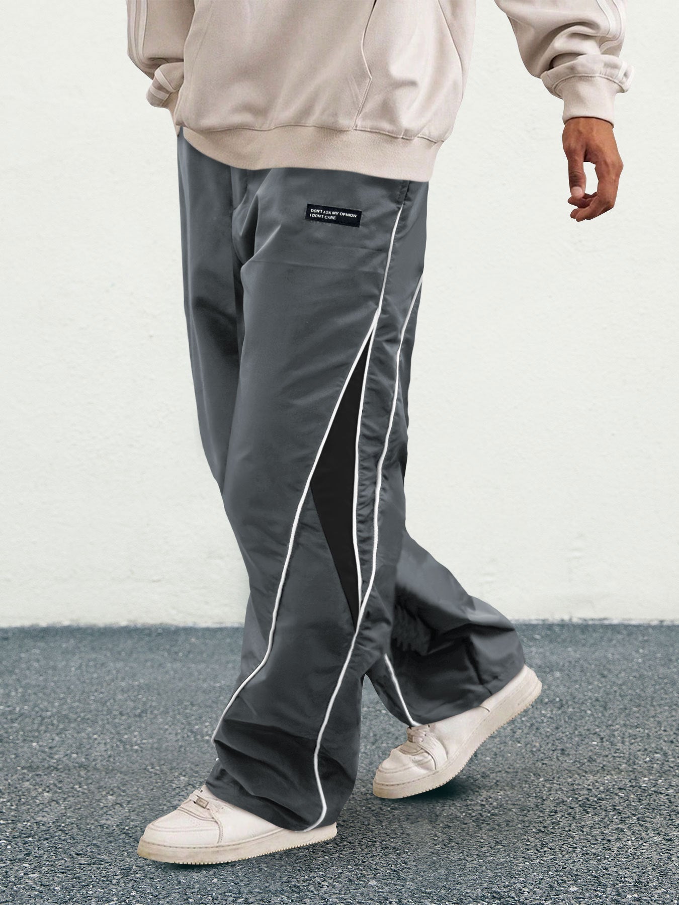 Men's Letter Patchwork Side Stripe Drawstring Waist Pants