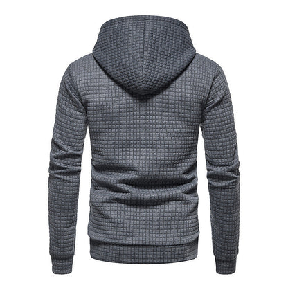 Men's Casual Plaid Drawstring Hoodie