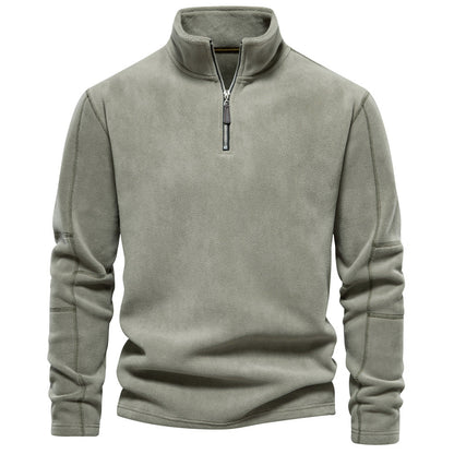 Men's Solid Half Zip Funnel Neck Polar Fleece Sweatshirt