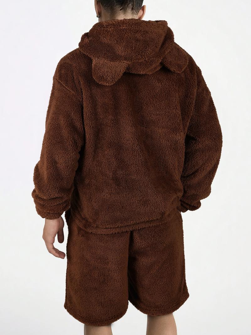 KZZ Men's Hooded Sweatshirt Shorts Set, Very Worthwhile Hoodie Top Pants Two-Piece Suit