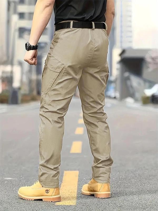 KZZ Men's Solid Color Flap Pocket Zipper Fly Cargo Pants without Belt Accessories