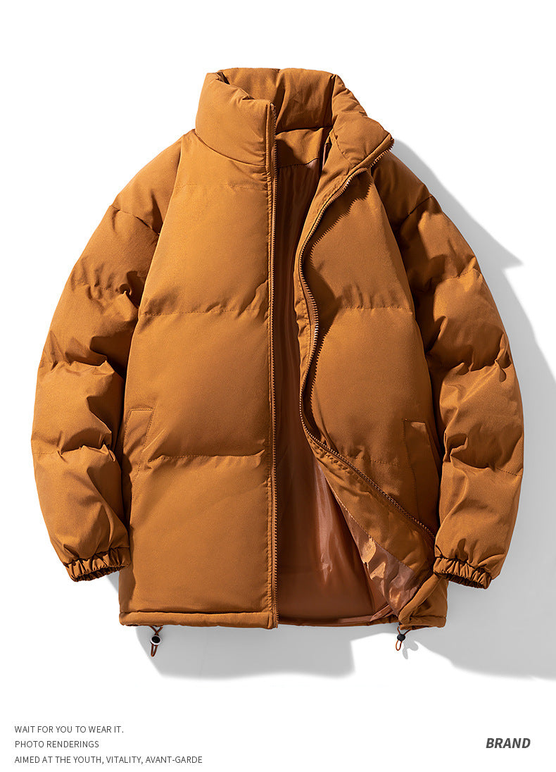 Solid Thickened Zipper Drawstring Cotton Jacket, Cold Weather Gear