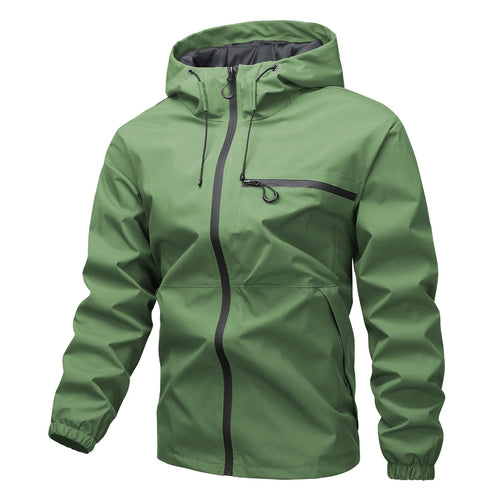 Solid color pocket drawstring hooded jacket, waterproof and wear-resistant