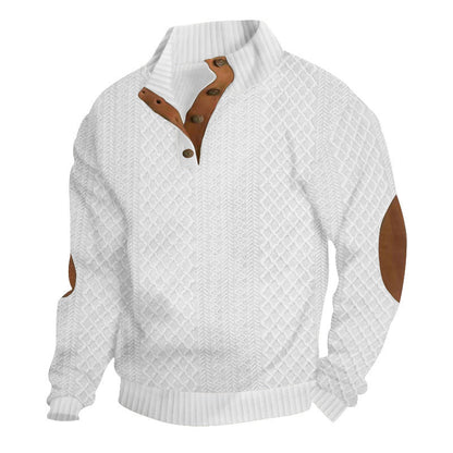 KZZ Men's Colorblock Jacquard Button-Front Sweatshirt