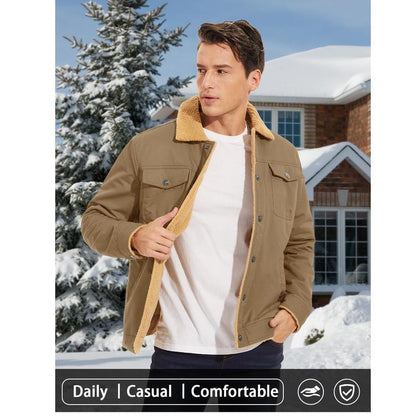 GGT Men's Winter Jacket, Multi-Pocket Casual Collar Men's Top
