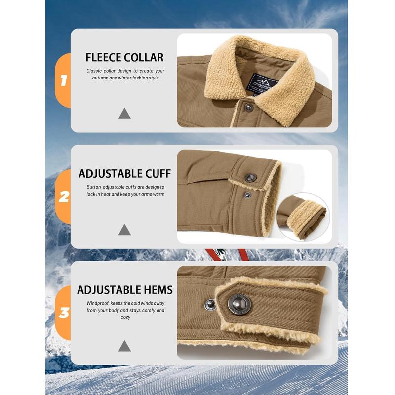 GGT Men's Winter Jacket, Multi-Pocket Casual Collar Men's Top