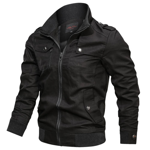 Men's Pocket Stand Collar Zipper Jacket, Casual Long Sleeve Jacket