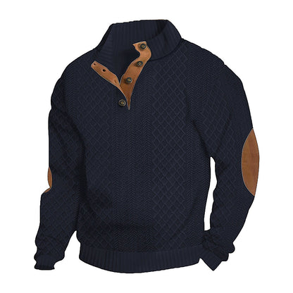KZZ Men's Colorblock Jacquard Button-Front Sweatshirt