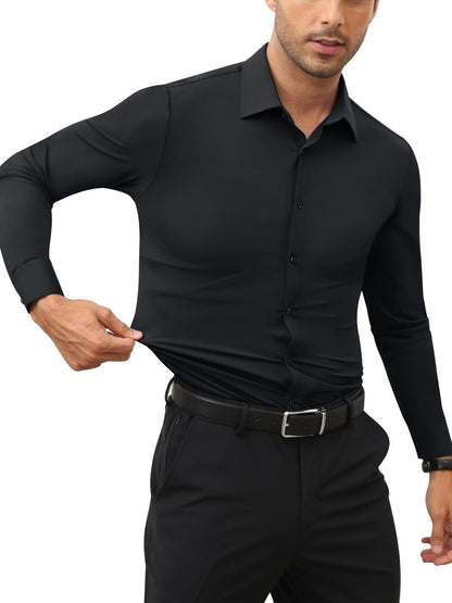 GGT Men's Super Stretch Dress Shirt, Quick-Drying, Breathable and Wrinkle-Resistant