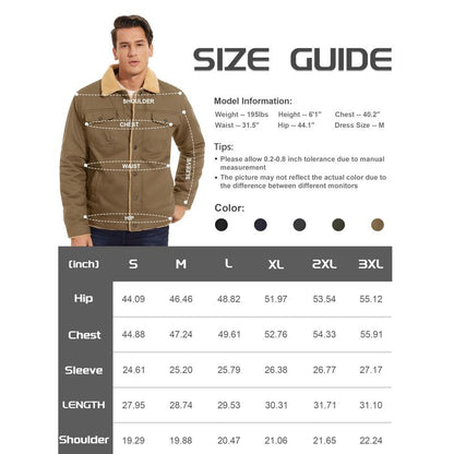 GGT Men's Winter Jacket, Multi-Pocket Casual Collar Men's Top