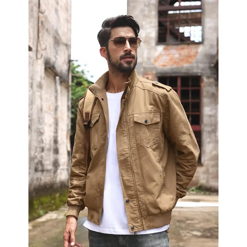 Autumn men's casual windbreaker jacket workwear stand collar bomber jacket