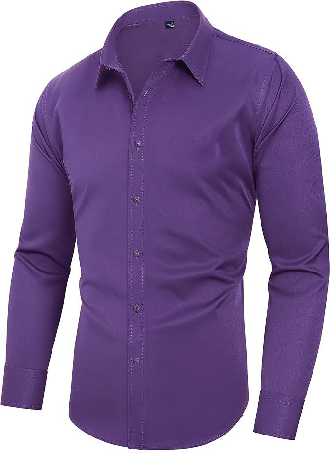 GGT Men's Super Stretch Dress Shirt, Quick-Drying, Breathable and Wrinkle-Resistant