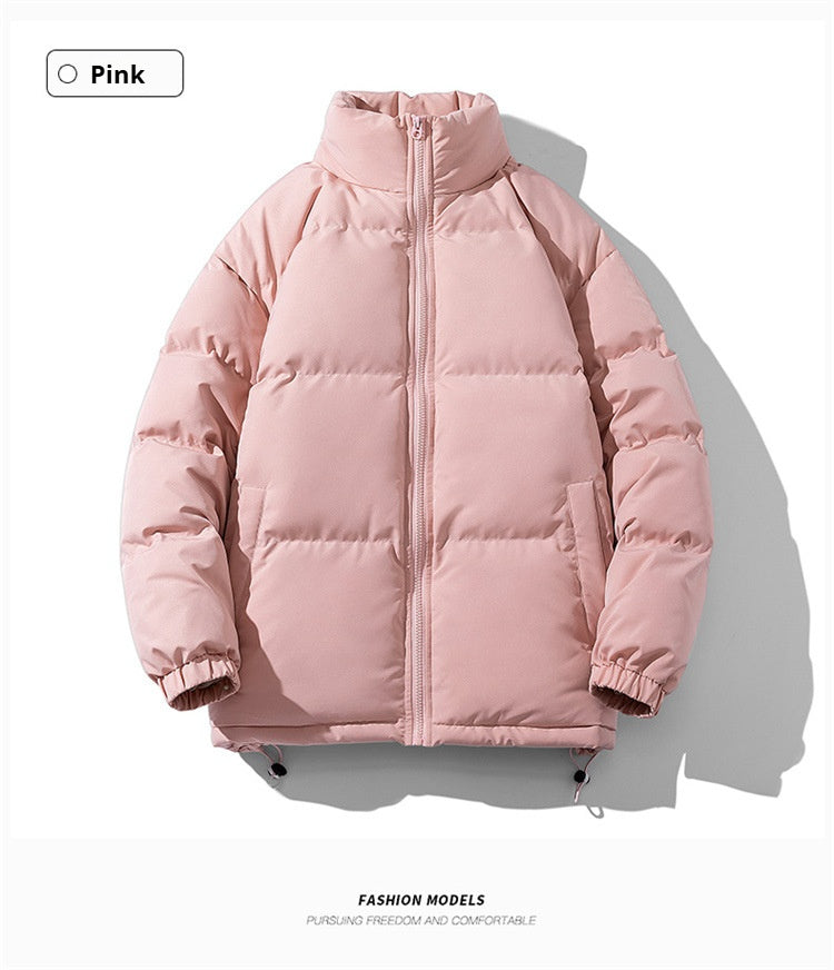 Solid Thickened Zipper Drawstring Cotton Jacket, Cold Weather Gear