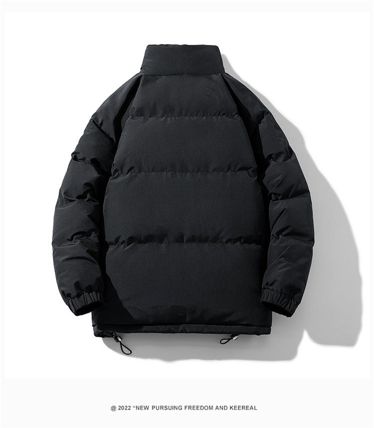 Solid Thickened Zipper Drawstring Cotton Jacket, Cold Weather Gear