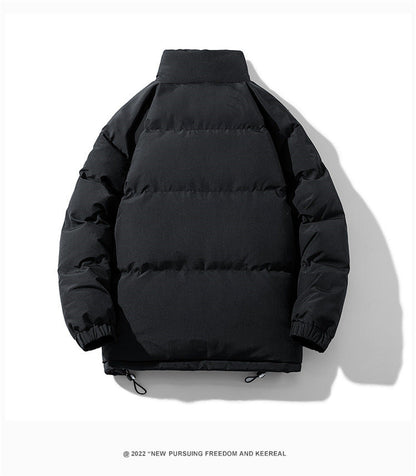 Solid Thickened Zipper Drawstring Cotton Jacket, Cold Weather Gear